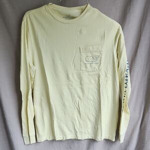 Vineyard Vines Men's Soft Yellow Long Sleeve Tee